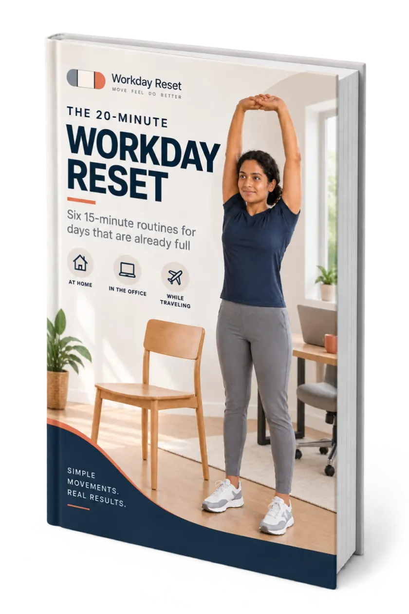 The female edition of The 20-Minute Workday Reset, shown as a printed book.